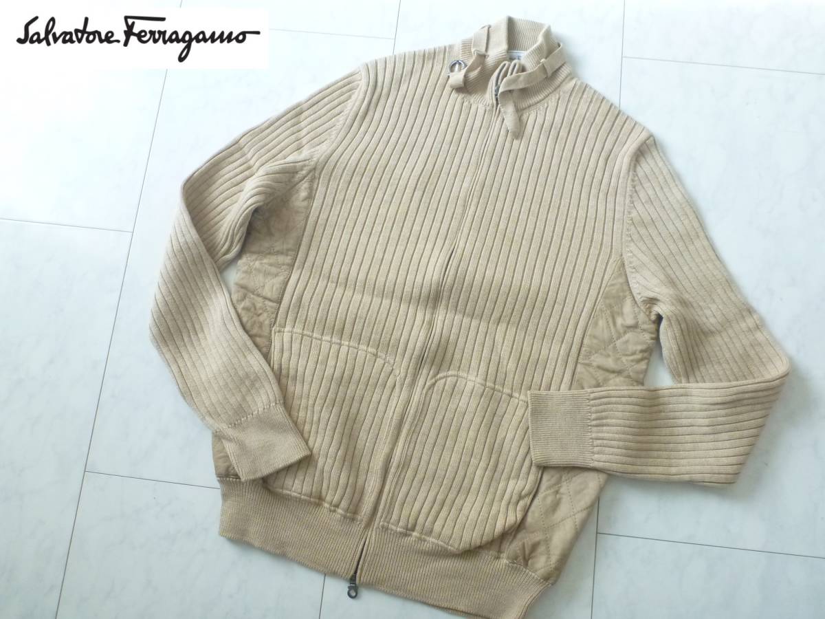 美品 サルヴァトーレフェラガモ（Salvatore Ferragamo）★ フェラガモジャパン　ベージュ　長袖カーディガン　L