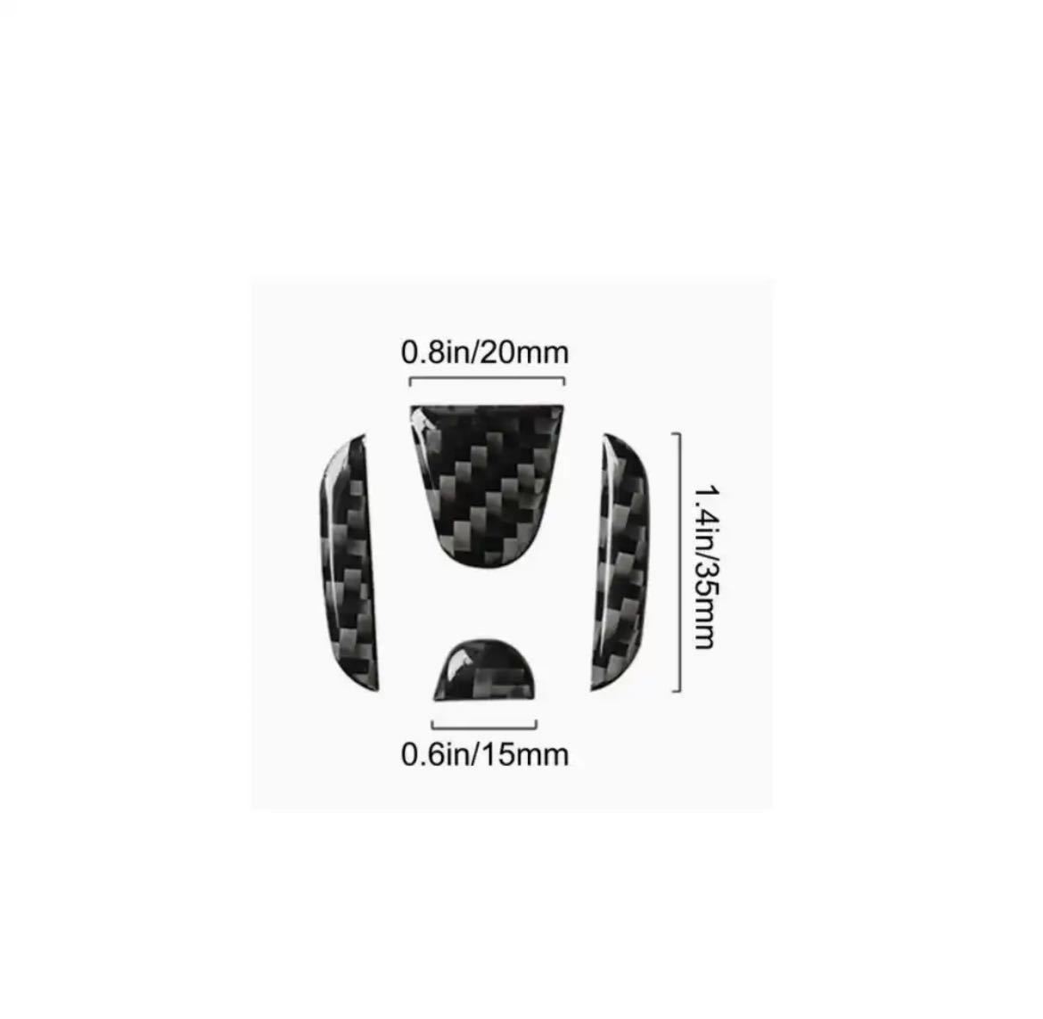 ホンダ エンブレム ステアリング カーボン デカール トリム ステッカー ブラック._画像2