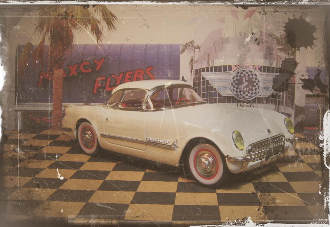 復刻版 ブリキ 50's Fifties CORVETTE HARDTOP 1953 白色 復刻版 ブリキ 50's Fifties CORVETTE HARDTOP 1953 白色