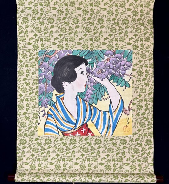 c35DEC【模写】竹久夢二 美人画 紙本 人物画 掛軸 日本画 絵画 c35DEC【模写】竹久夢二 美人画 紙本 人物画 掛軸 日本画 絵画