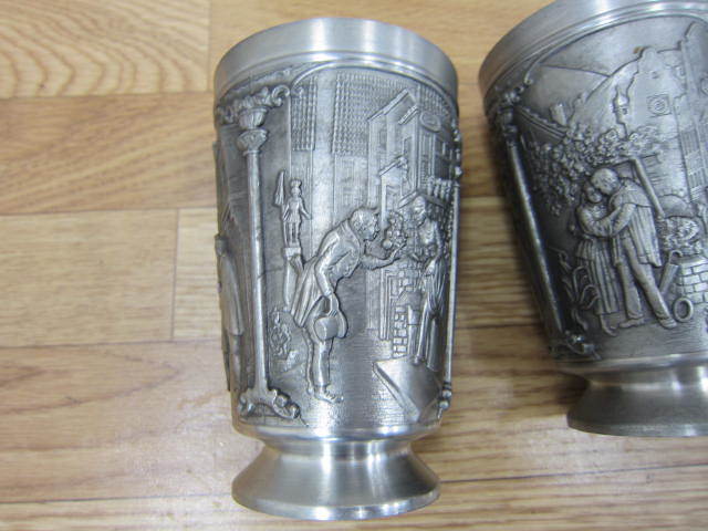 中古　Zinn (95% gegossen) Pewter 錫製　ビアカップ　　ペア_画像4