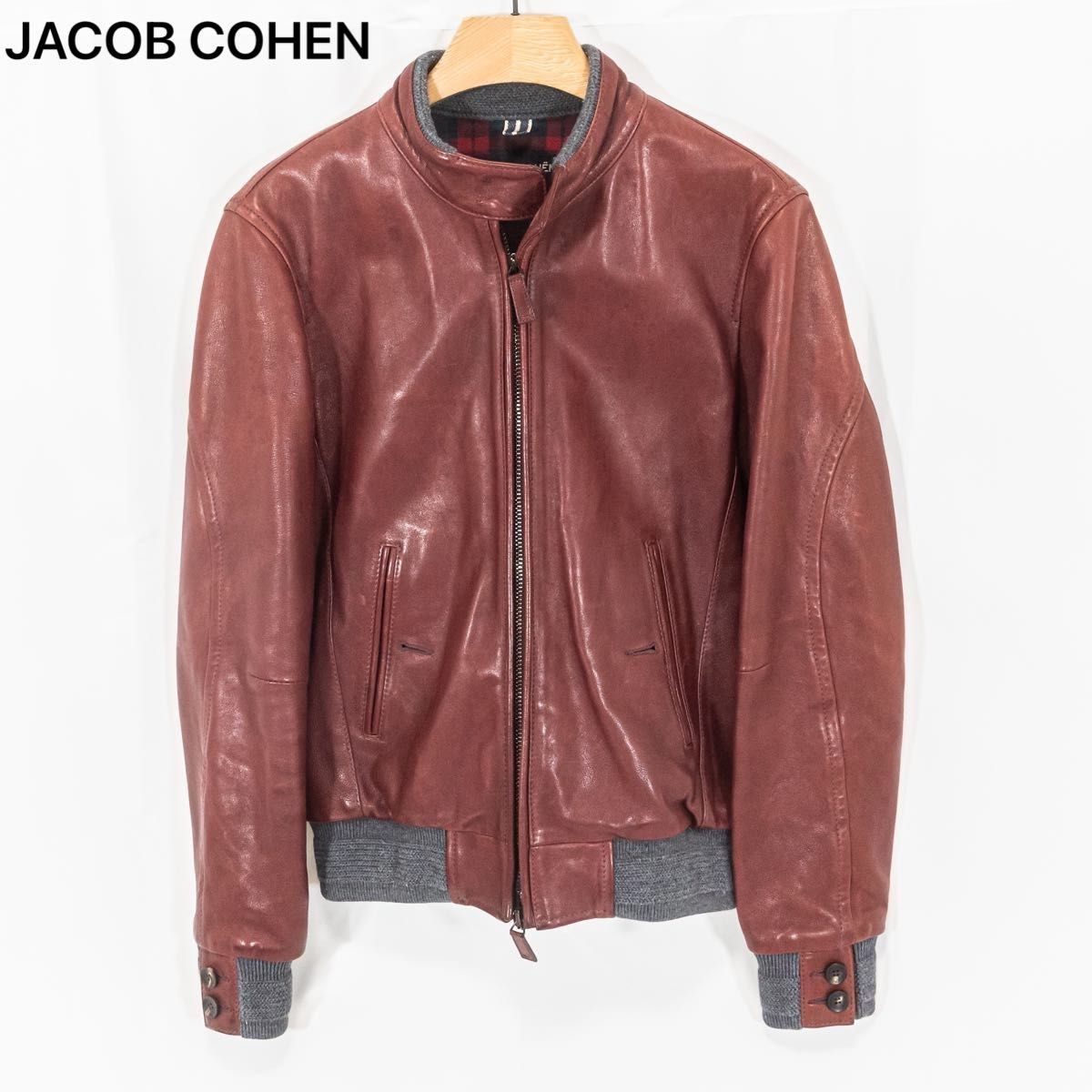 希少 JACOB COHEN ヤコブコーエン レザージャケット シングル 希少 JACOB COHEN ヤコブコーエン レザージャケット シングル
