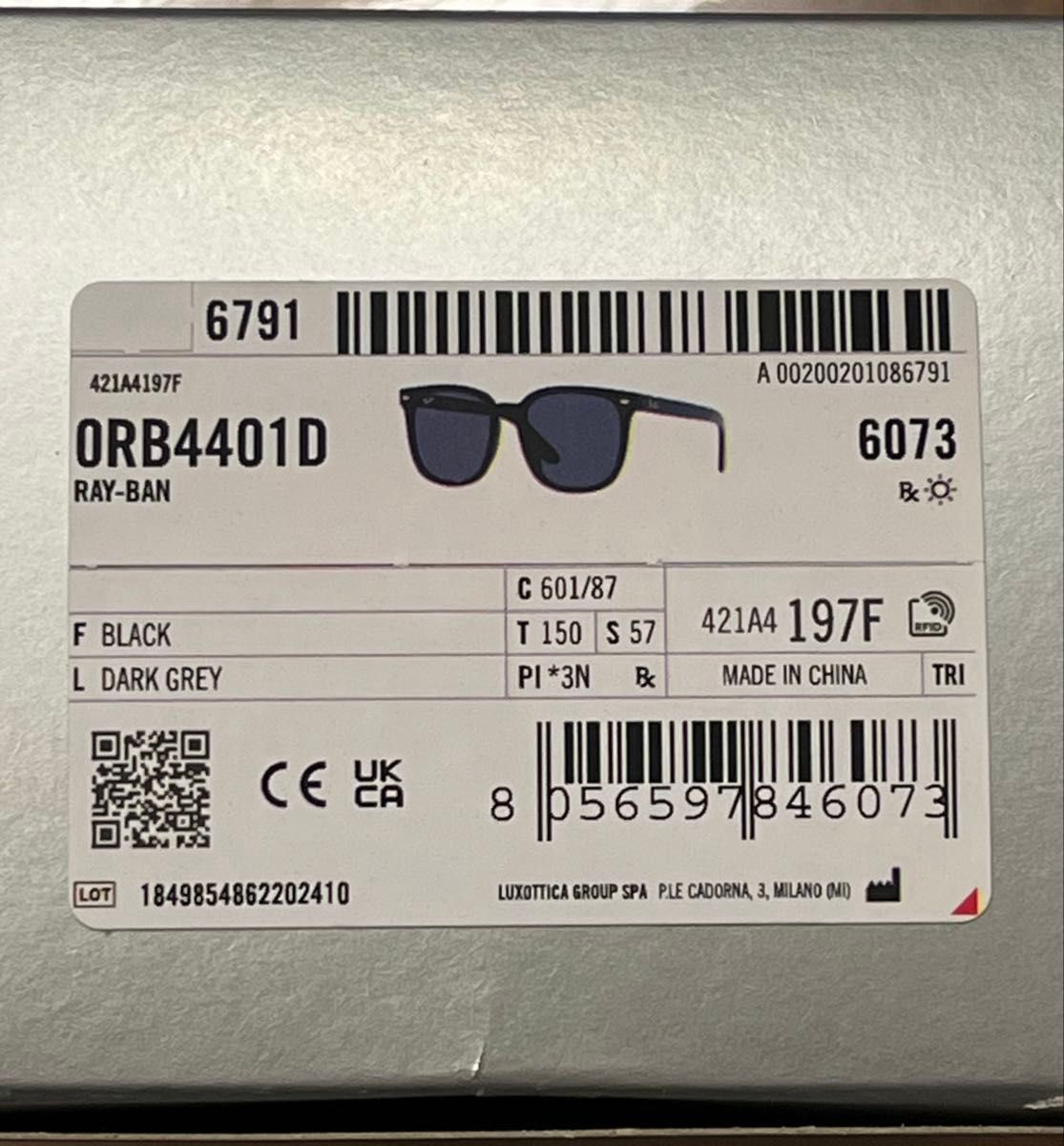 Ray-Ban レイバン サングラス RB4401D 601/87 57-20 RayBan Ray-Ban レイバン サングラス RB4401D 601/87 57-20 RayBan