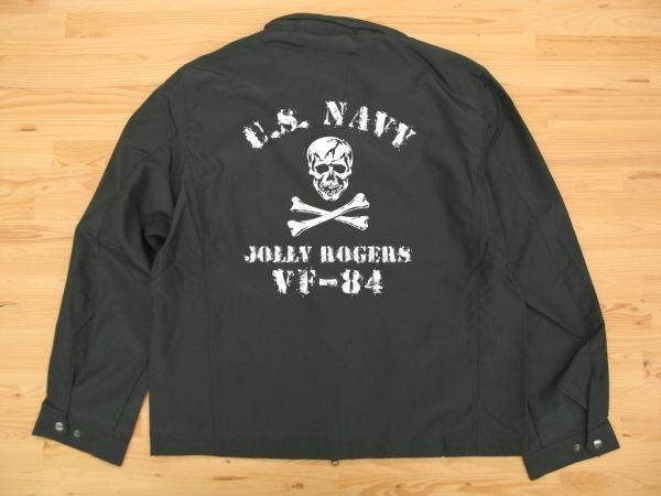 JOLLY ROGERS VF-84 黒 ジャケット(ソリッド) 白 4XL フライトma-1ミリタリー スカル ドクロ ジョリーロジャース_黒（白色）：ソリッド