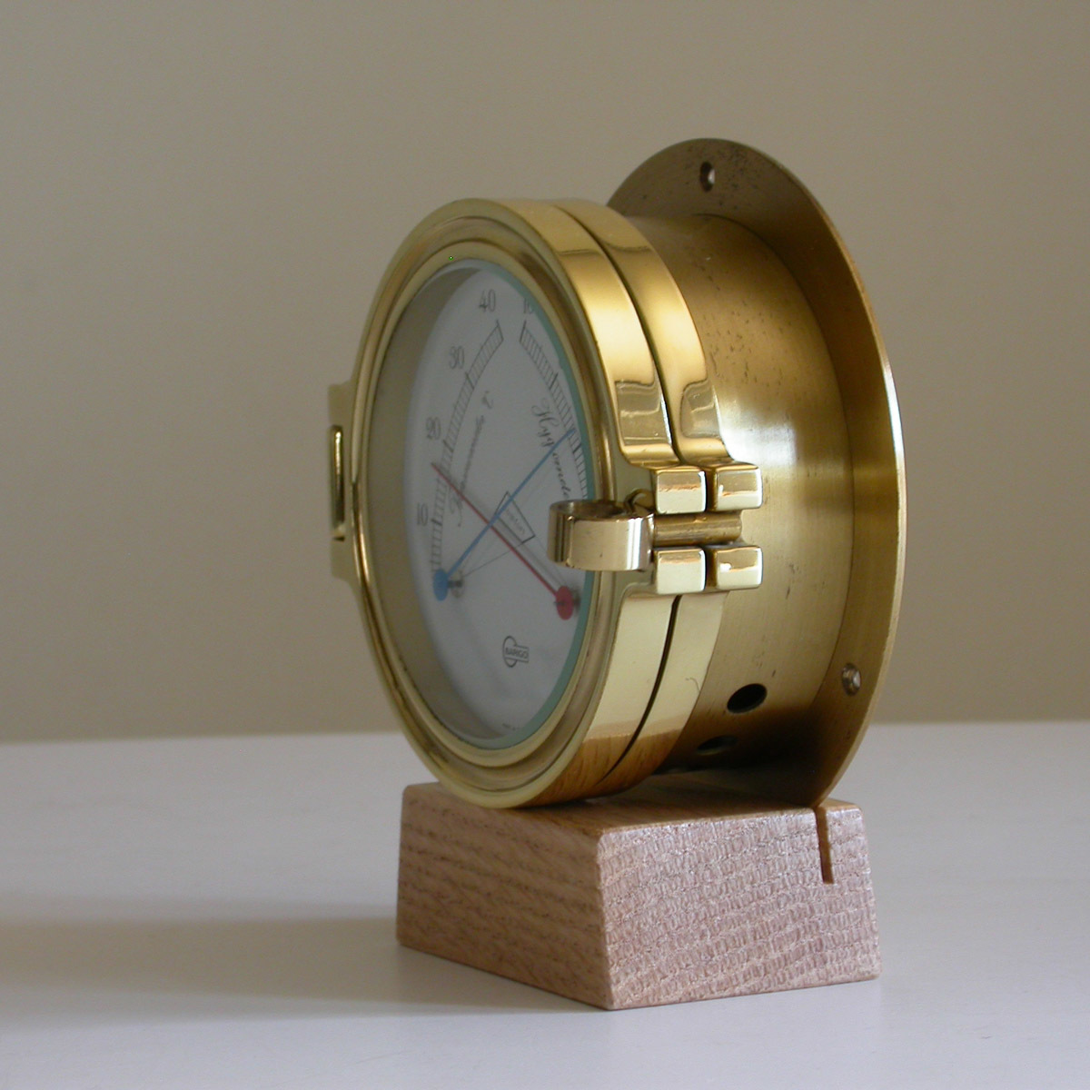 BARIGO burr go thermometer / hygrometer Φ12cm Germany made Vintage / brass chamfer glass . window ship meter 