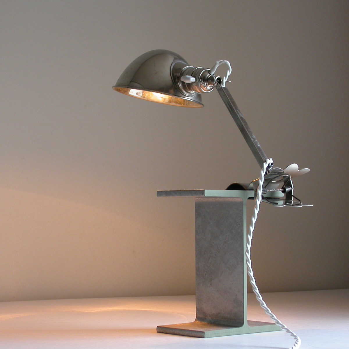 [ HALA brass made lamp + steel material base ]1930 period /a-ru deco industry series lighting Vintage Germany D.R.P.