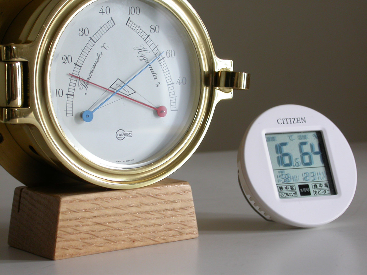 BARIGO burr go thermometer / hygrometer Φ12cm Germany made Vintage / brass chamfer glass . window ship meter 