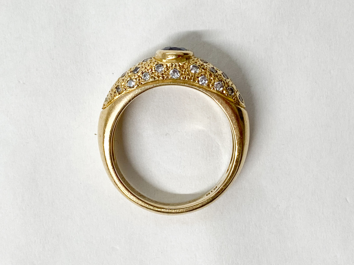 リアル K18 色石付 指輪 6.5g 10.5号 ゴールドデザインリング 総0.29ct