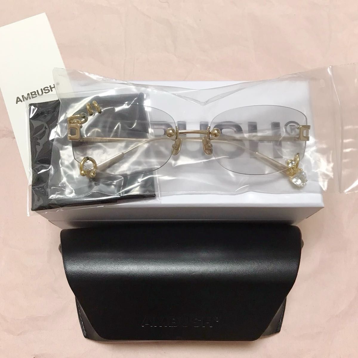 AMBUSH ピアスサングラス クリア ゴールド リムレスメガネ アン AMBUSH ピアスサングラス クリア ゴールド リムレスメガネ アン