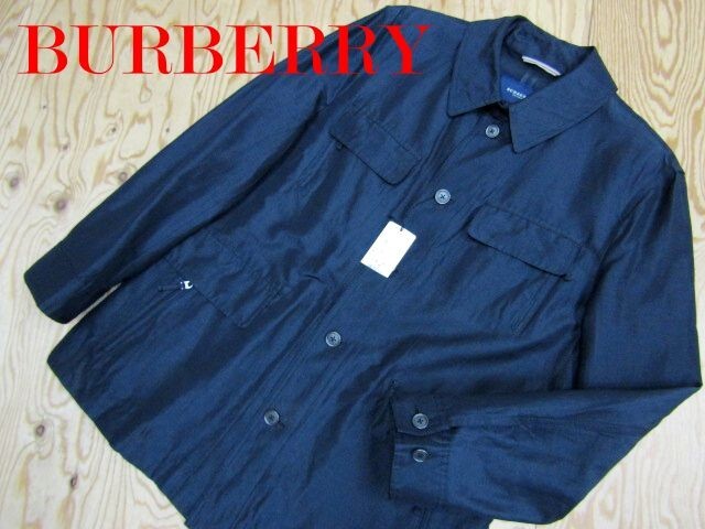 タグ付き未使用★バーバリー Burberry★メンズ リネン混 コットンジャケット ブラック★R70112014C