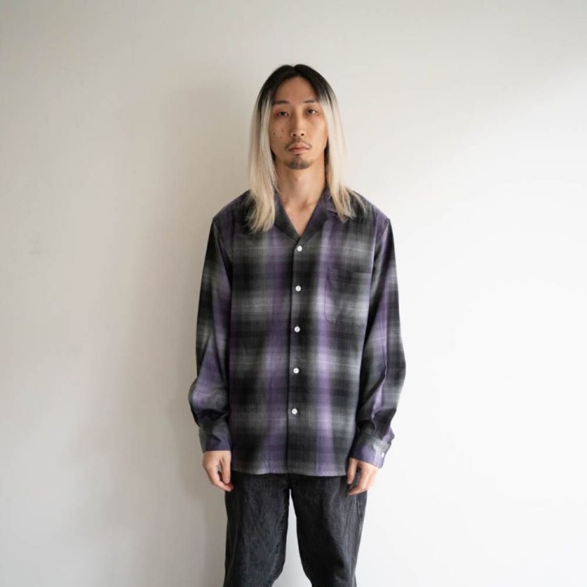 wacko maria ワコマリア オンブレチェック シャツ パープル wacko maria ワコマリア オンブレチェック シャツ パープル