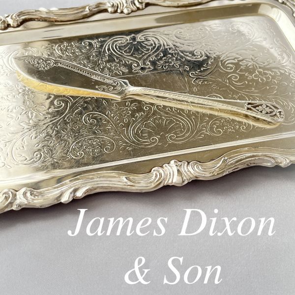 James Dixon & Sons Ltd】 【純銀】透かしのバターナイフ 1911年 James Dixon & Sons Ltd】 【純銀】透かしのバターナイフ 1911年