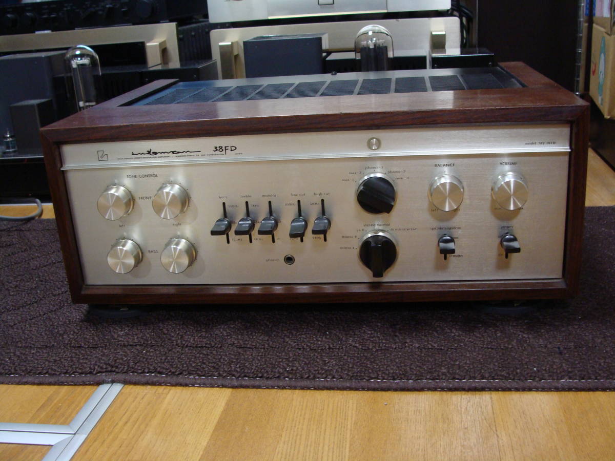 LUXMAN SQ38FD vacuum tube pre-main amplifier wood case attaching present condition operation goods 