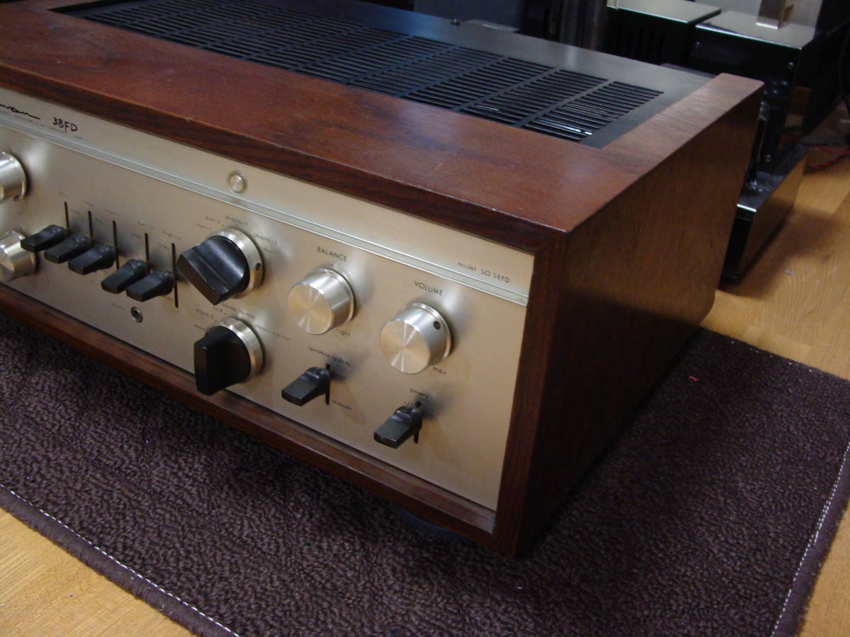 LUXMAN SQ38FD vacuum tube pre-main amplifier wood case attaching present condition operation goods 