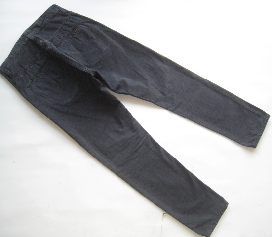 高級!!ヌーディージーンズ nudie jeans*顔料染めコットンキャンバスワークパンツ W28 濃いグレー 実寸S_画像6