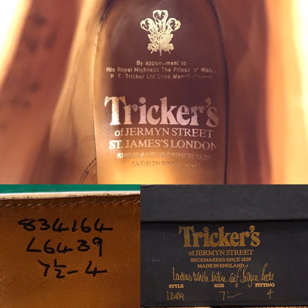 I175 ブーツ ウイングチップ! Tricker's トリッカーズ レースアップ ホワイト ウイングチップ 英国製 (8)/ 約26.0cm_画像2