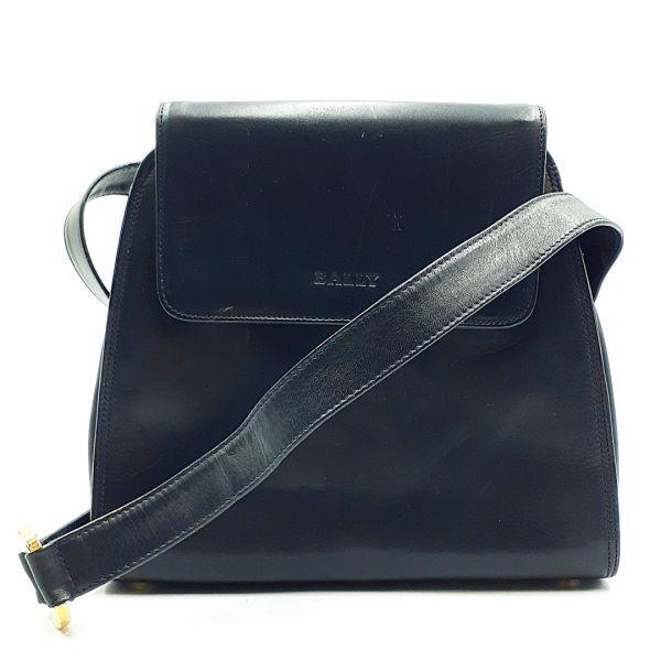 バリー BALLY ショルダーバッグ 鞄 ヴィンテージ ビンテージ レザー 本革 ゴールド金具 G金具 紺 ネイビー系 レディース 01-24120201-E
