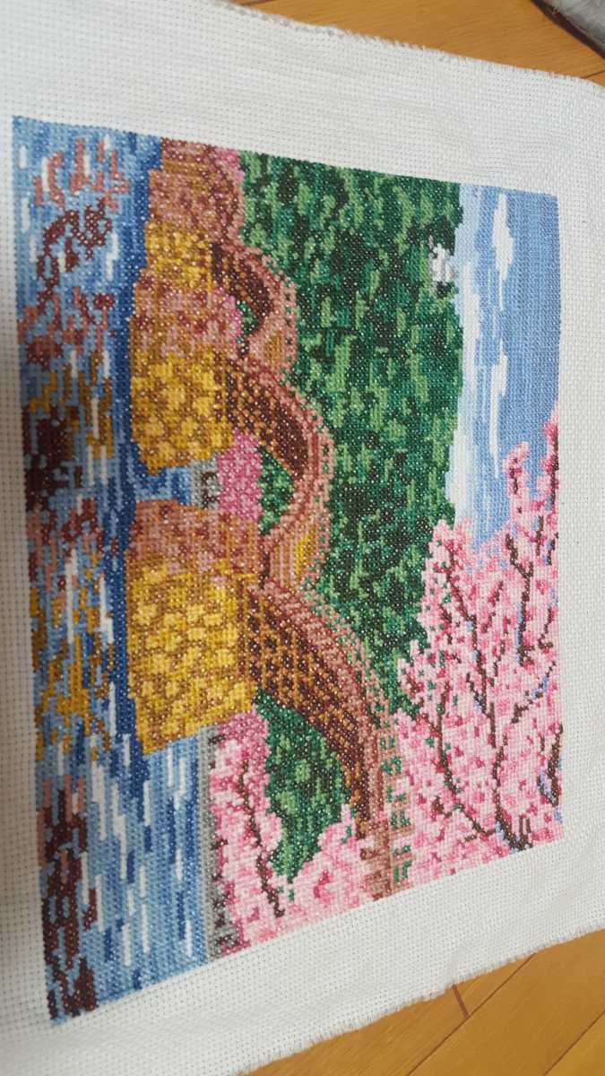 オリムパス『桜と錦帯橋』刺繍_画像1