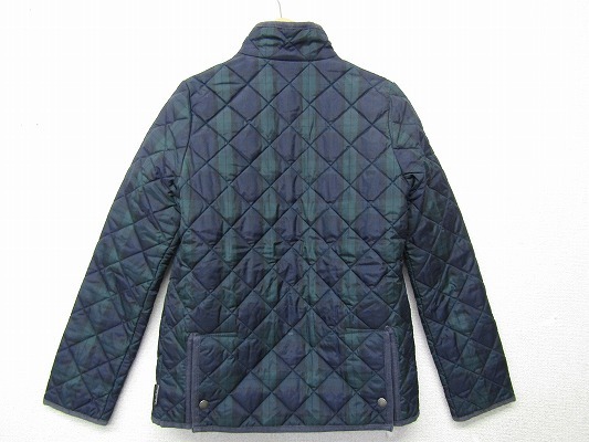 i1601: with defect * traditional weather wear / quilting jacket 34/SM coat green navy blue tartan check / lady's 