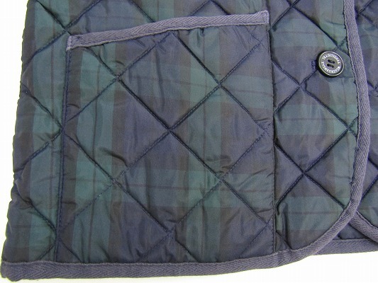 i1601: with defect * traditional weather wear / quilting jacket 34/SM coat green navy blue tartan check / lady's 