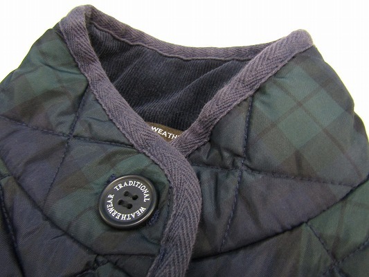 i1601: with defect * traditional weather wear / quilting jacket 34/SM coat green navy blue tartan check / lady's 