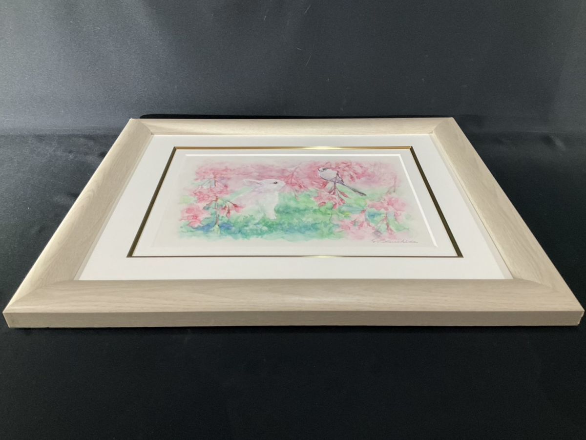 真作□水彩画・原画□土田穣□うさぎ人気作家□可愛らしい逸品 真作□水彩画・原画□土田穣□うさぎ人気作家□可愛らしい逸品