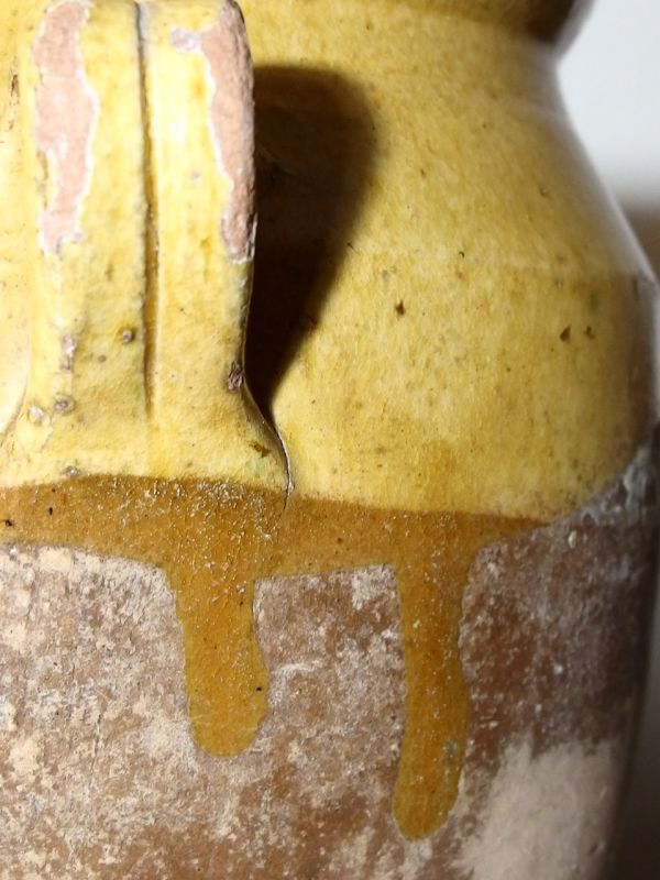 送料無料　壺　フランスアンティーク　花瓶　POT　南仏　黄釉　１９世紀　陶器　花瓶　皿　瓶　プロヴァンス_画像7