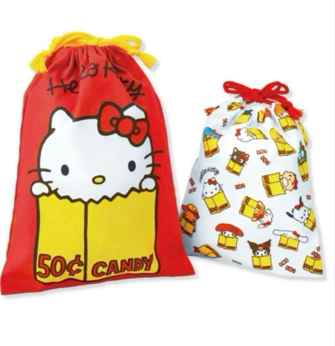 新品未開封 ハローキティ hello Kitty展 巾着 2枚セット 限定 新品未開封 ハローキティ hello Kitty展 巾着 2枚セット 限定