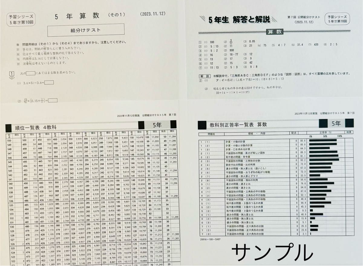 四谷大塚 5年生 2024/23年1月実施分 第9回 組分けテスト 過去問 四谷大塚 5年生 2024/23年1月実施分 第9回 組分けテスト 過去問