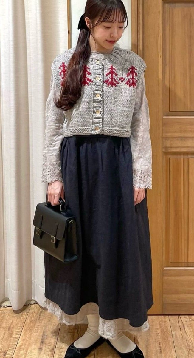 ツハル TSUHARU【ペルーニット】前後着ジャカードニットベスト新品