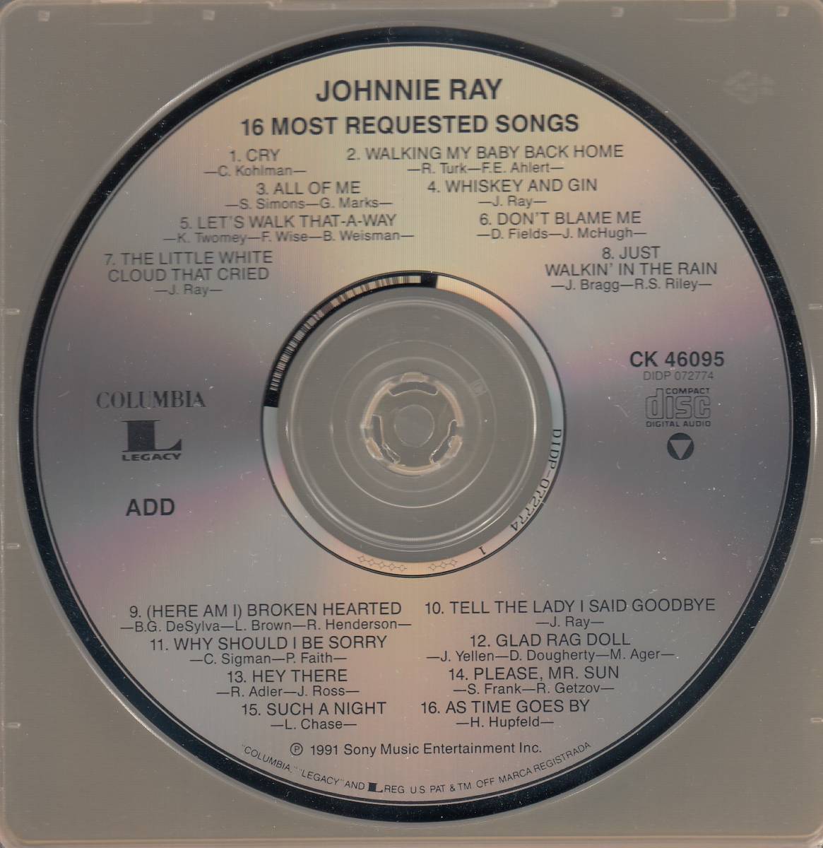 輸 Johnnie Ray Johnnie Ray: 16 Most Requested Songs◆規格番号■CK-46095◆送料無料■即決●交渉有_画像3