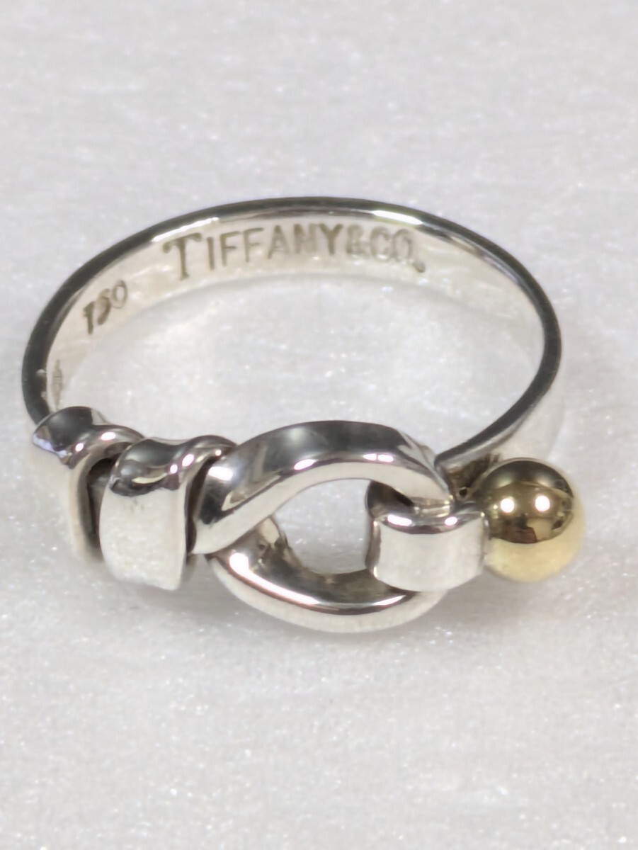 ③【TIFFANY&Co.】ティファニー フック&アイ ラブノット コンビリング シルバー925/18金 指輪 8号(保存袋付き) ③【TIFFANY&Co.】ティファニー フック&アイ ラブノット コンビリング シルバー925/18金 指輪 8号(保存袋付き)