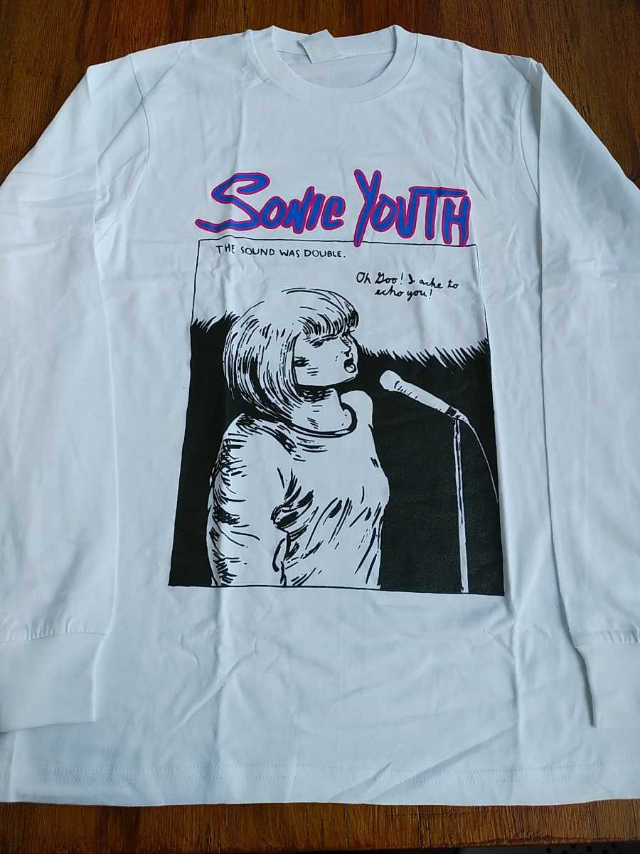 SONIC YOUTH 長袖Tシャツ Echo 白M ソニックユース ロンT / Pixies Mudhoney Nirvana Smashing Pumpkins Lydia Lunch L7_画像1