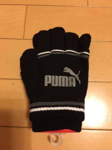 ☆即決！新品　PUMAプーマ　二重ジュニア手袋グローブ☆ブラック_画像1