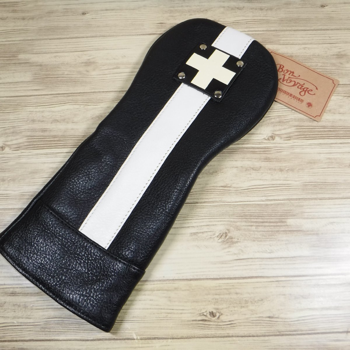 G92 木の庄帆布 新品 牛革 ヘッドカバー フェアウェイウッド用 黒 定価9570円 オールレザー 総革 ブラック