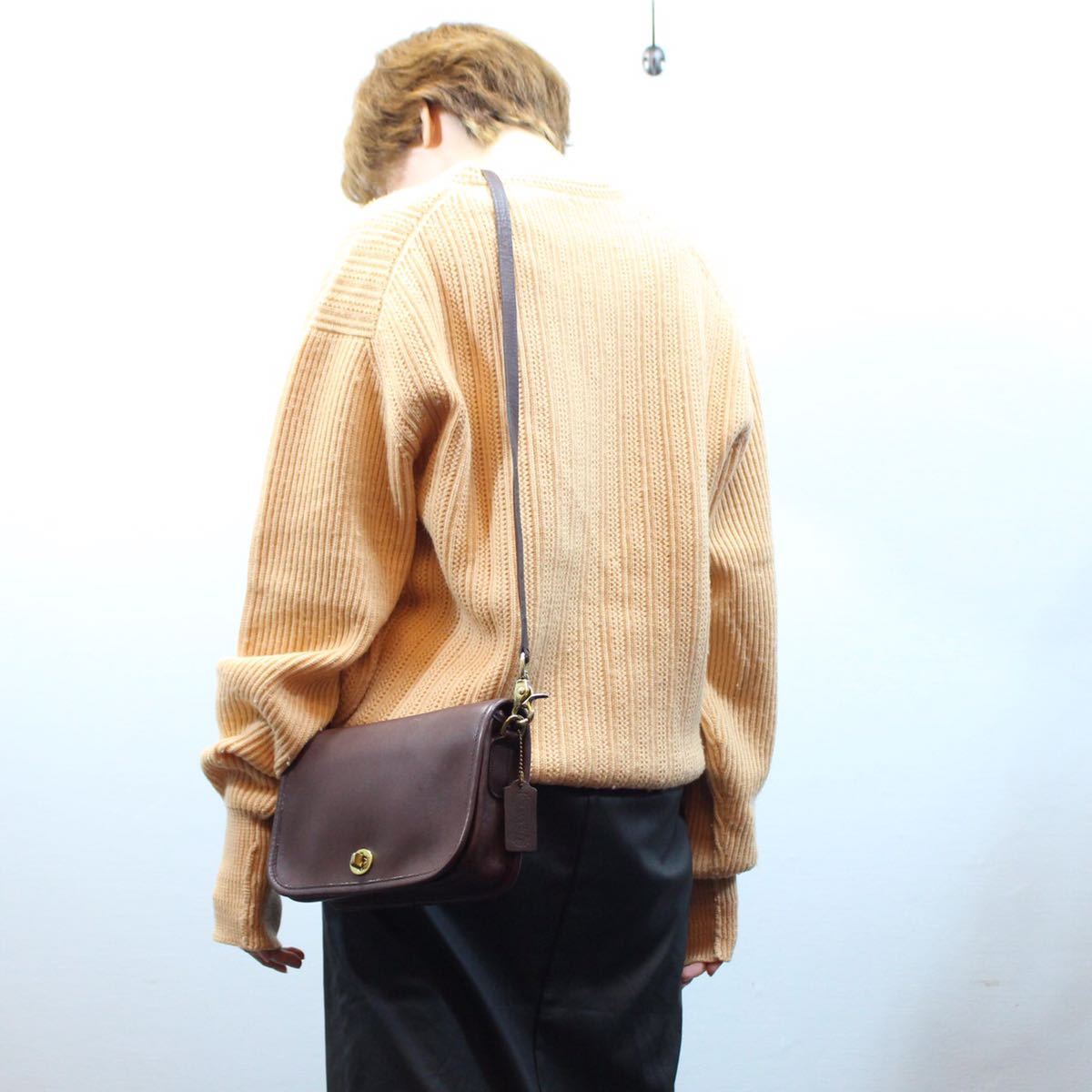 OLD COACH TURN LOCK LEATHER SHOULDER BAG MADE IN USA/オールド