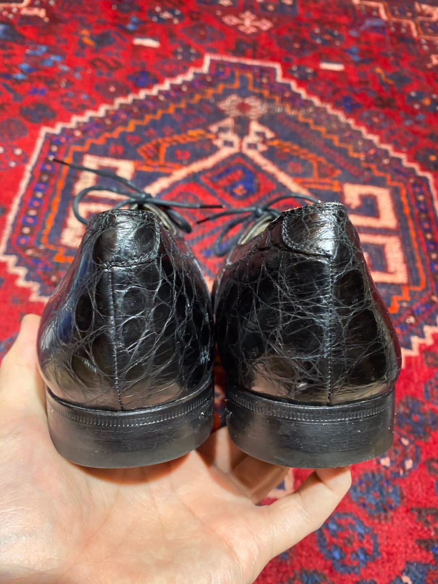 BALLY CROCODILE LEATHER STRAIGHT TIP SHOES HAND MADE IN ITALY