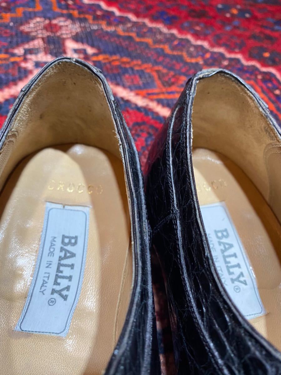 BALLY CROCODILE LEATHER STRAIGHT TIP SHOES HAND MADE IN ITALY