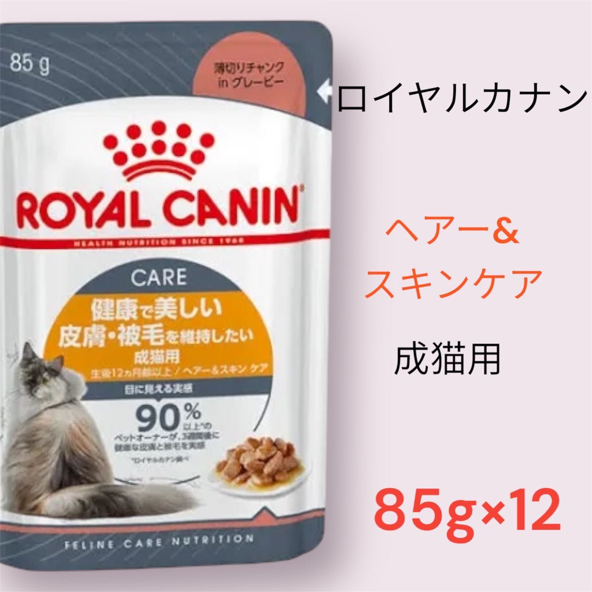 ロイヤルカナン　ヘアー&スキンケア　グレービー　成猫用ウエットパウチ　85g×12