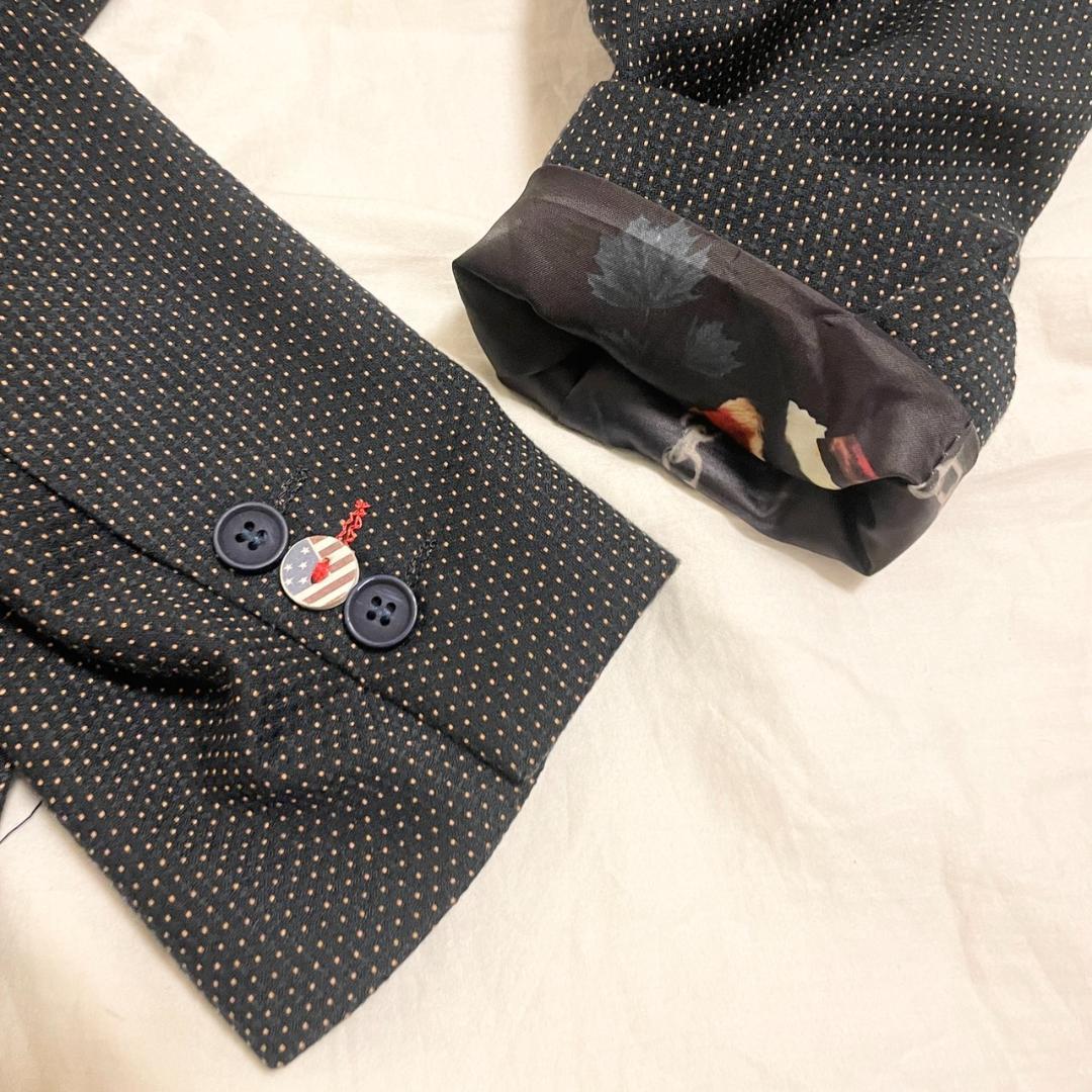 【美品】LORDSHIP&CO ドット デザイン テーラードジャケット メンズ ドットデザイン 美シルエット 裏地 Lサイズ お洒落_画像8