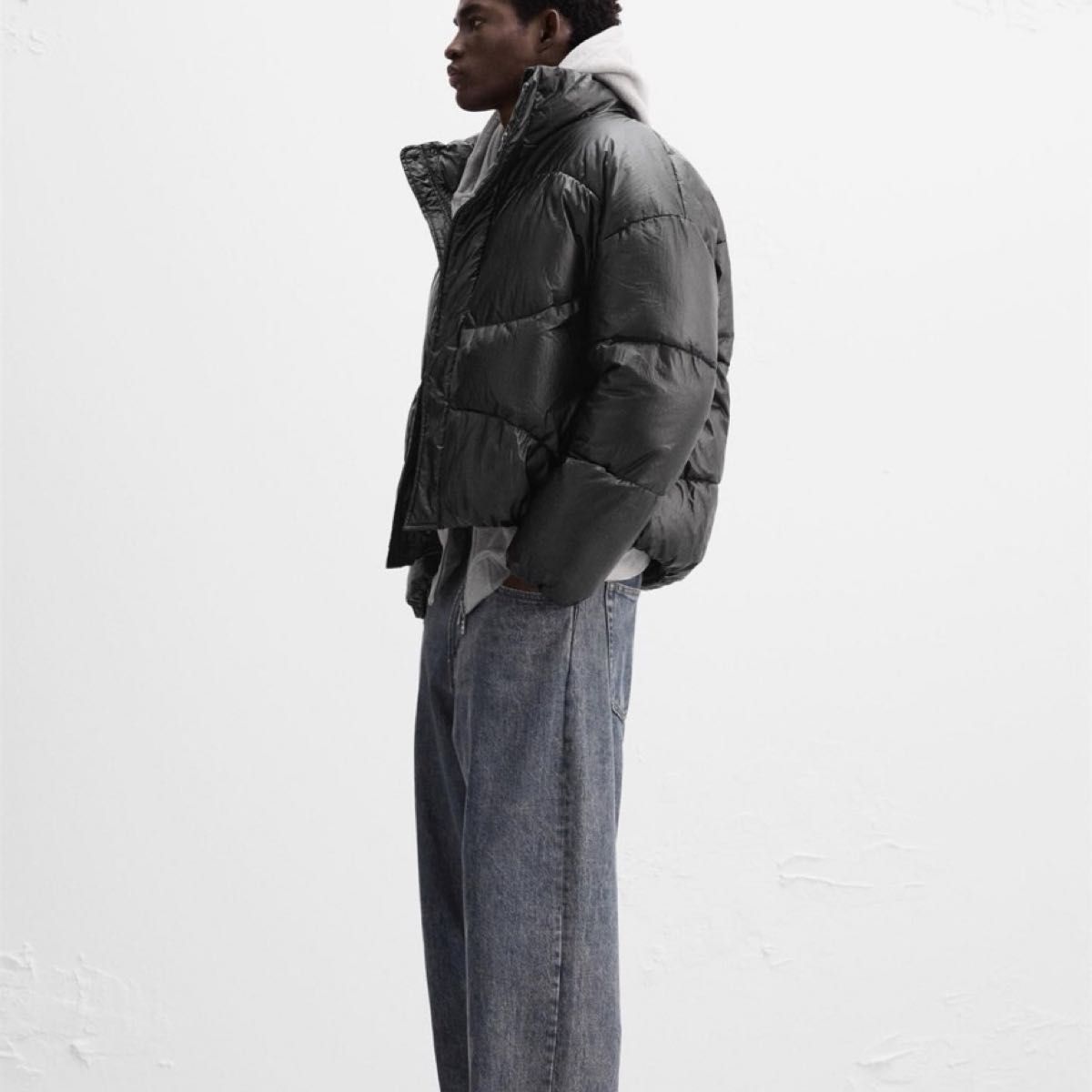 ZARA シャイニーパフジャケット Sサイズ ブラック ダウン ZARA シャイニーパフジャケット Sサイズ ブラック ダウン