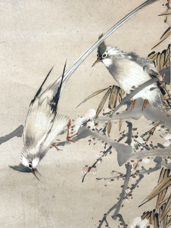 掛軸 【模写】 高森 砕巌 不老長春 花鳥図 掛け軸 掛軸 【模写】 高森 砕巌 不老長春 花鳥図 掛け軸