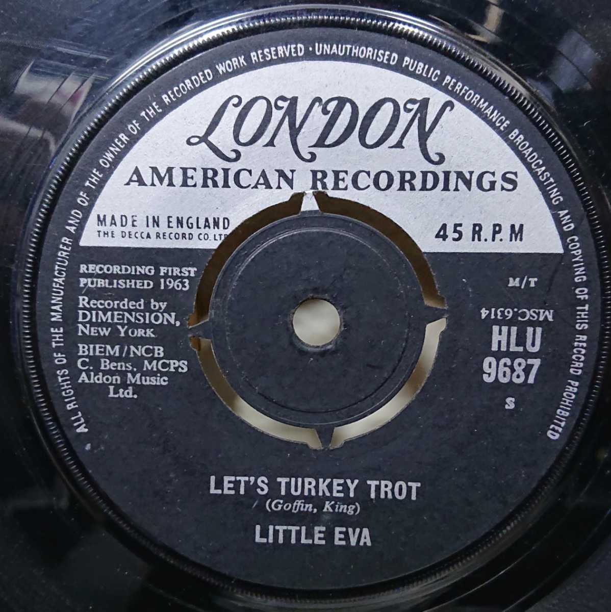 ☆特選☆LITTLE EVA/LET'S TURKEY TROT'1963UK LONDON 7INCH_画像2