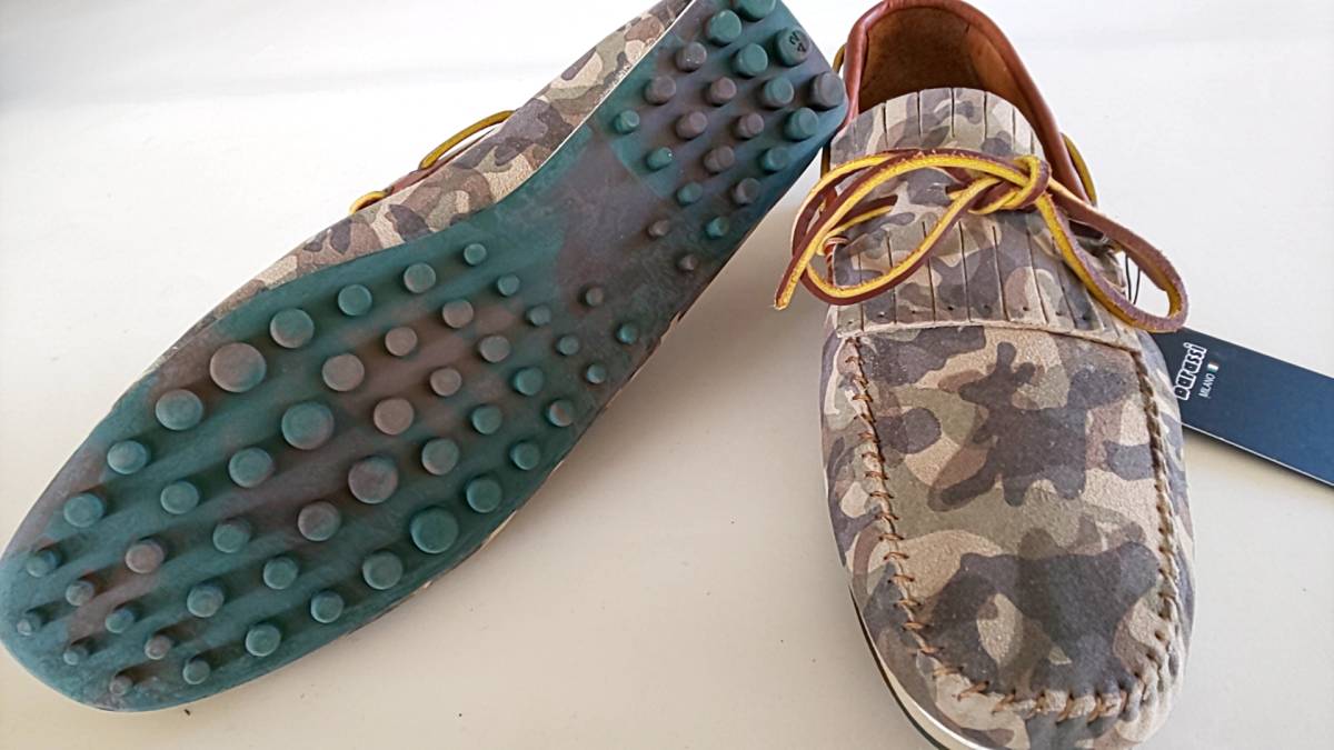  new goods SALE!! 50%OFF free shipping barassi rose si brand leather deck shoes made in Japan 26.0 camouflage 