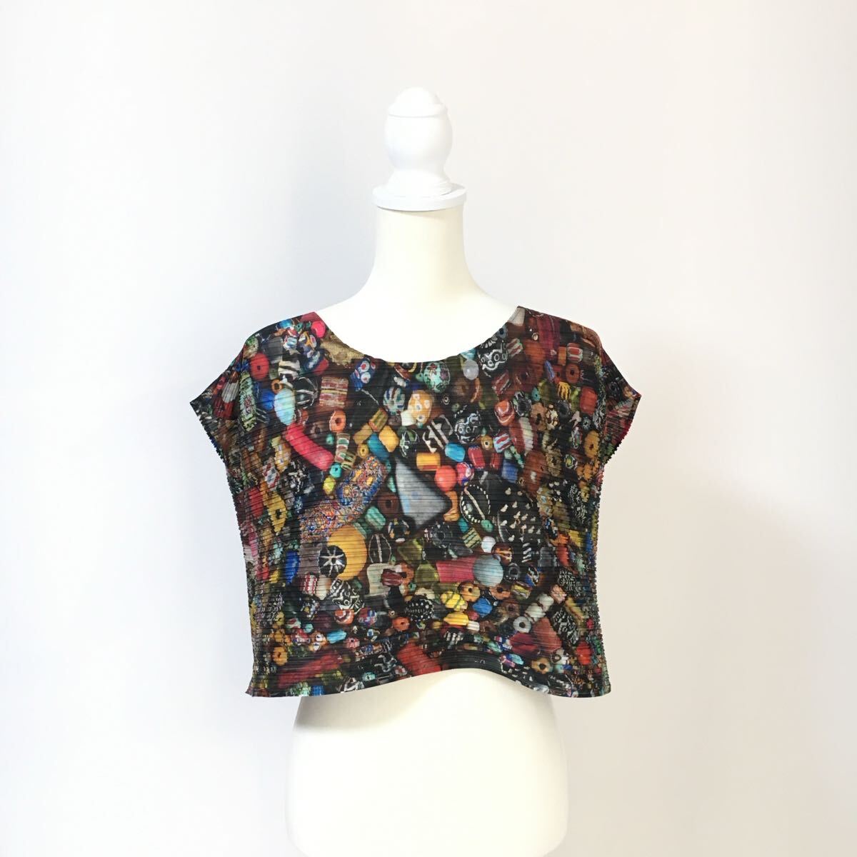 美品　PLEATS PLEASE プリーツプリーズ　レアプリント　カットソー　トップス　送料無料 稀少 PLEATS PLEASE プリーツプリーズ イッセイミヤケ ワンピース 極美