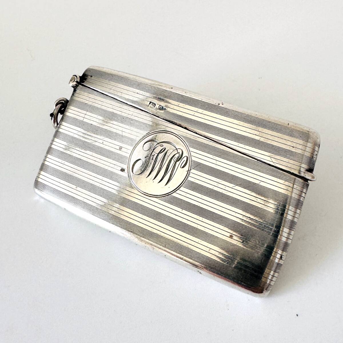 ★英国★純銀製/カードケース/イギリス/925/バーミンガム/ライオン ☆英国☆アンティーク/純銀製/カードケース/イギリス/925