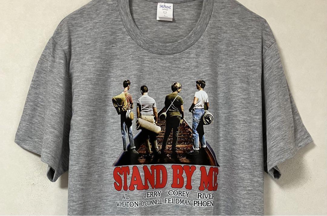 【未使用品】 映画 STAND BY ME スタンドバイミー MOVIE ムービー Tシャツ ブラック グレー 半袖トップス 美品 L 綿 コットン アメリカ
