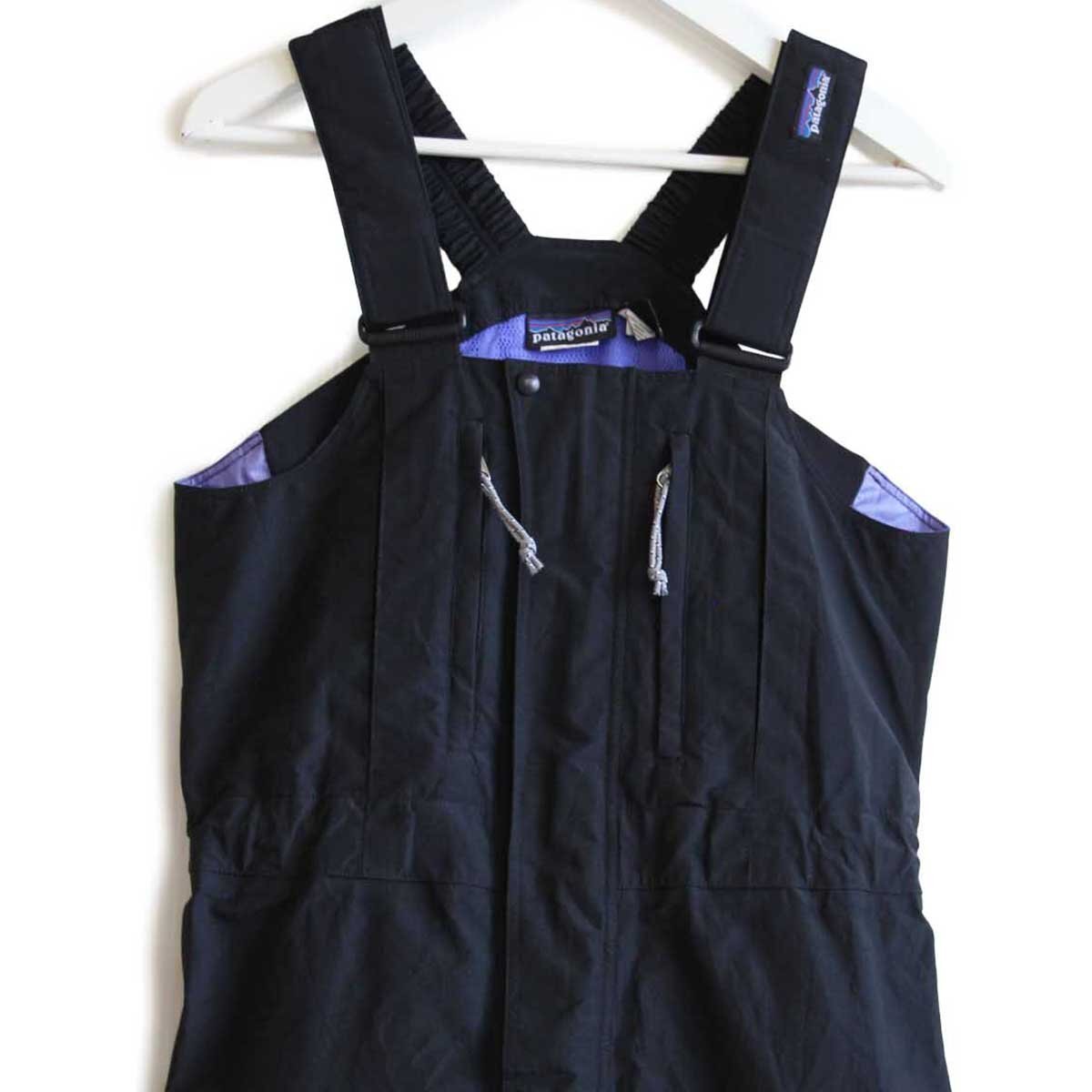 ★90s patagoniaパタゴニア Torre Bibs ナイロン オーバーオール 黒 S★パンツ オールド ビンテージ アウトドア スキー スノー