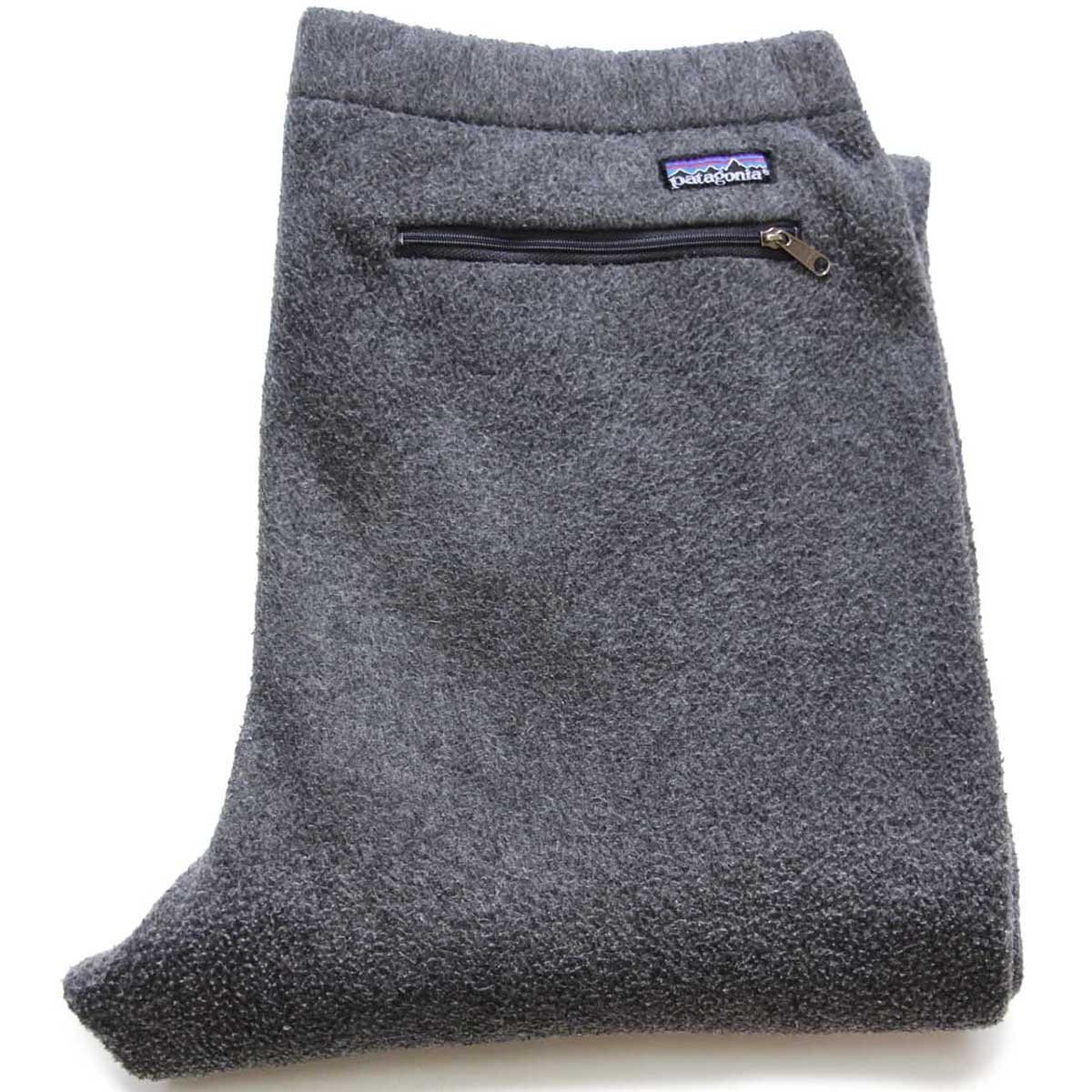★90s USA製 patagoniaパタゴニア フリースパンツ グレー L★ビンテージ オールド アウトドア キャンプ フェザー Rマーク