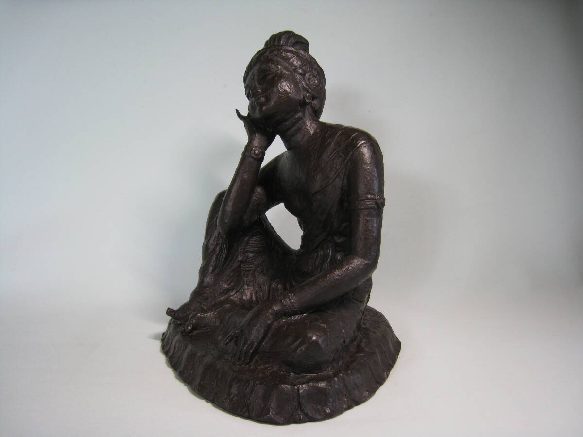 ブロンズ製　【やすらぎ】友沢正彦　おはぐろ技法　如意輪観音菩薩坐像 如意輪観音菩薩坐像 ブロンズ製 【やすらぎ】友沢正彦 おはぐろ